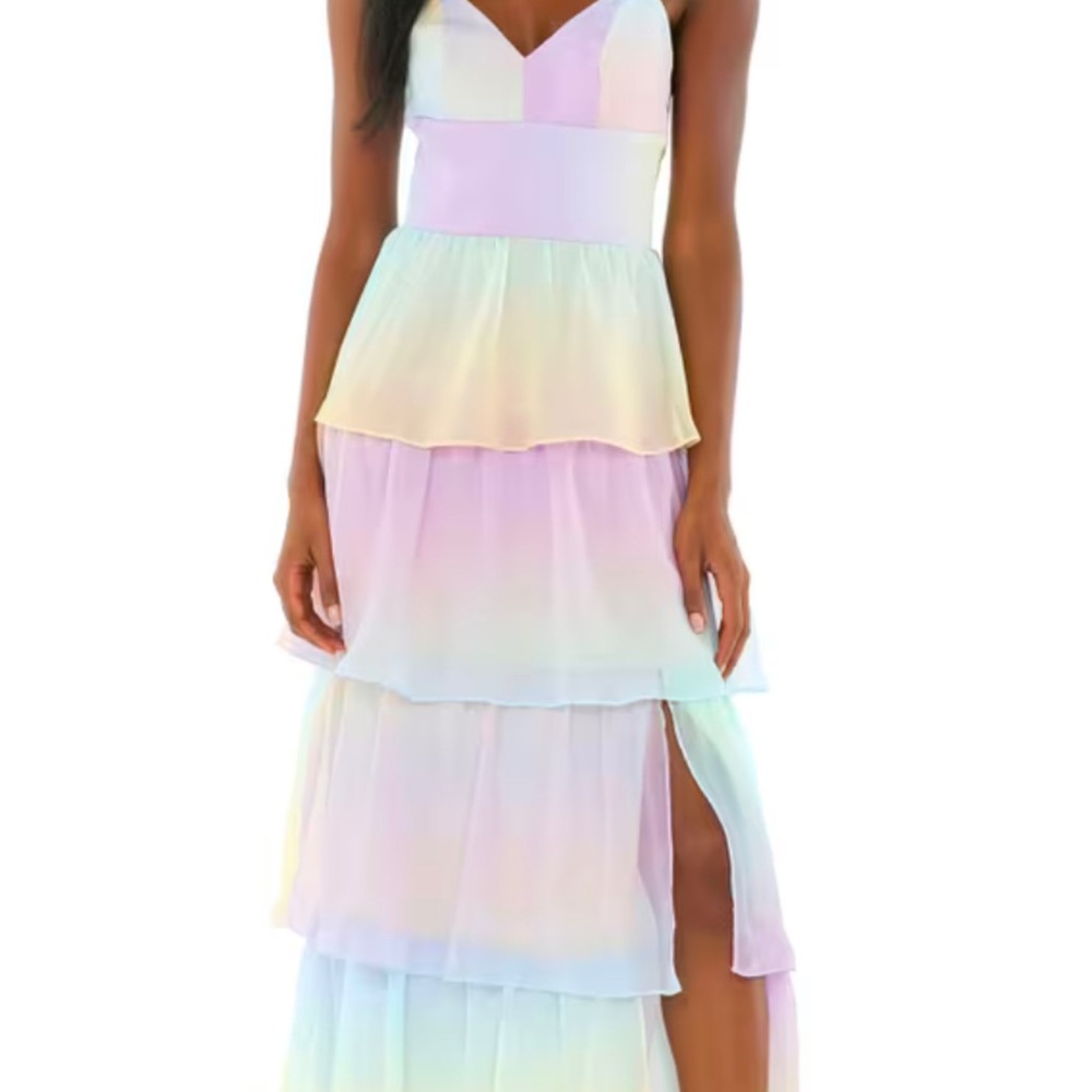 Pastel Multicolor Tiered Maxi Dress